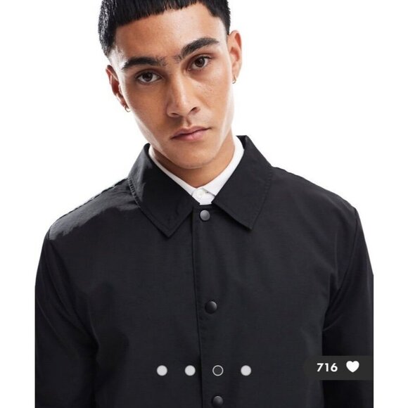 NWOT ASOS Design Lightweight Harrington Jacket Black Oversized Men’s Size Small - Picture 4 of 8